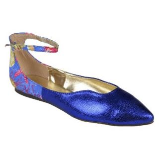 Womens Bamboo By Journee Ankle Strap Flats   Blue 6