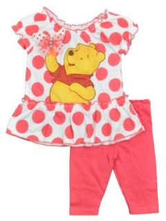 Disney Infant Girls Winnie the Pooh Polka Dot 2Pc Capri Legging Set (12M) Clothing