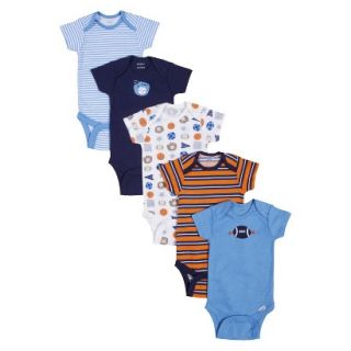 Gerber Onesies Newborn Boys 5 Pack Sports Onesies   Blue/Orange 3 6 M