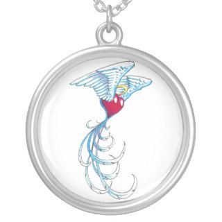 Cool Holy Angel Heart with Wings tattoo Pendant