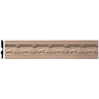 Ekena Millwork 5 in. x 96 in. x 4 1/2 in. Unfinished Wood Alder Acanthus Leaf Carved Crown Moulding MLD04X05X06ACAL