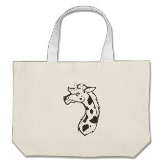 Angry Mad Wild Giraffe Outline Cartoon Canvas Bags
