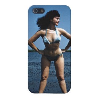 Bettie Page in a Blue Bikini Standing Beside Water iPhone 5 Covers