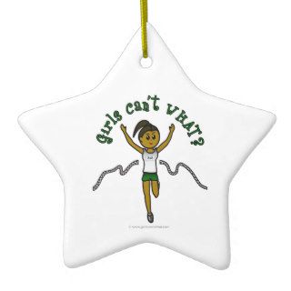 Dark Girl Runner in Green Uniform Christmas Tree Ornaments