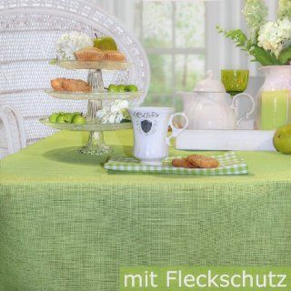 Sander Tischdecke LINEA Fb11 apfelgrün Leinenoptik mit FLECKSCHUTZAUSRÜSTUNG Größe wählbar (170 rund): Küche & Haushalt