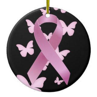 Pink Awareness Ribbon Christmas Tree Ornaments