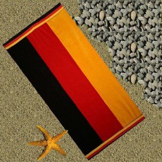 Strandlaken  Strandtuch  Saunalaken  Saunatuch XXL 100 cm x 180 cm Motiv Deutschland Fahne  reine Ägyptische Baumwolle  beidseitig bedruckt: Küche & Haushalt