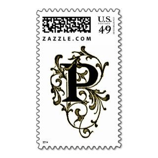 Letter 'P' Wrapped in Golden Vines   Stamp