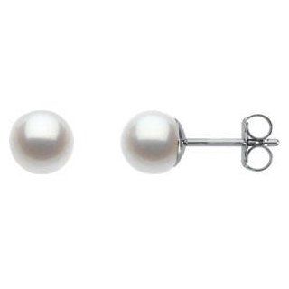 Brand New 14k White 6mm Freshwater Cultured Pearl Earrings: Jewelry