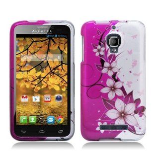 Plastic Hot Pink Flowers And Butterfly Hard Cover Snap On Case For Alcatel One Touch Fierce W/ Free Screen Protector (StopAndAccessorize): Cell Phones & Accessories