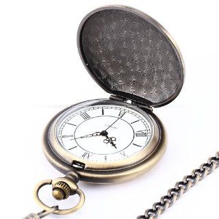 Classic Retro Copper Case Mens Gabriel FOB Chains Quartz Pendant Pocket Watch: Watches
