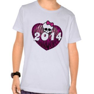 Senior 2014 Zebra Heart Skull Tee Shirt