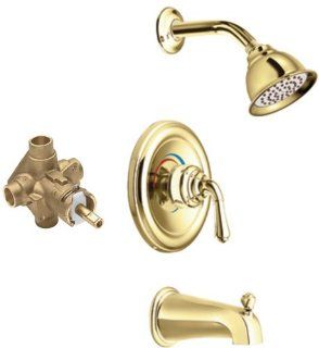Moen T2449P 2520 Monticello Posi Temp Tub/Shower Valve Trim Kit with Valve, Polished Brass   Single Handle Tub And Shower Faucets  