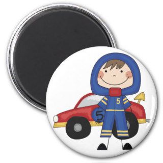 Stick Figure Boy Race Car Driver Tshirts Fridge Magnet