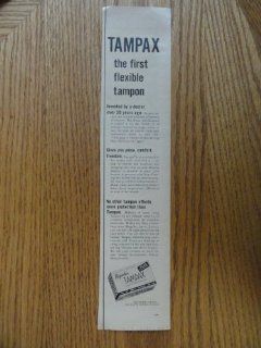 Tampax, the first flexible tampon.1957 Print Ad. (invented by a doctor over 20 years ago.) Orinigal Magazine Print Art. : Everything Else