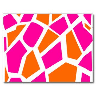 Funky Hot Pink Orange Giraffe Print Girly Pattern Post Card
