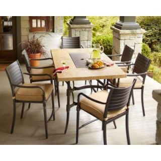 Hampton Bay Madison 7 Piece Patio High Dining Set with Textured Golden Wheat Cushions DISCONTINUED 13H 001 7GH