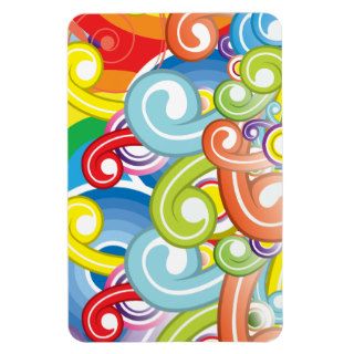 Colorful Retro Swirls, Yellow Blue Red Green Flexible Magnets