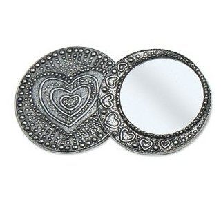 Crosby & Taylor (Tin Woodsman Pewter) Purse Mirror, Solid Pewter, Made in USA (Heart   J8)   Travel Mirrors