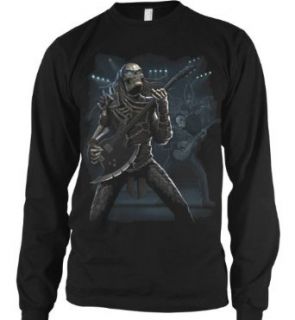 Skeleton with Axe Guitar Mens Thermal, Predator Band Liquid Blue Oversized Mens Long Sleeve Thermal: Clothing
