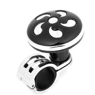 Car Flower Shape Steering Wheel Aid Knob Spinner Replacement Silver Tone Black Automotive