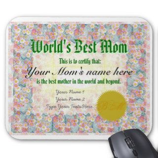 Make a World's Best Mom Certificate Mousepad