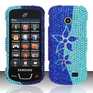 BLUE FLOWERS Hard Plastic Rhinestone Bling Case for Samsung T528g [In Twisted Tech Retail Packaging] Cell Phones & Accessories