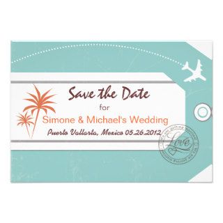 Luggage Tag Save the Dates Custom Invitation