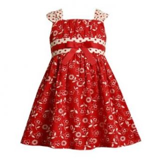 Bonnie Jean Toddler Girls 2T 4T RED WHITE FLORAL POLKA DOT PRINT EMPIRE WAIST Spring Summer Party Dress BNJ 7290/M27290 4T Clothing