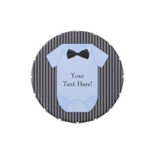 Pinstripe Black and Blue Baby Boy Shower Candy Jelly Belly Tin