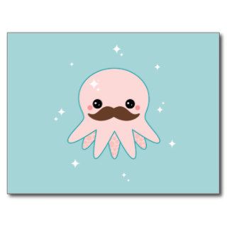 Cute Mustache Octopus Postcards