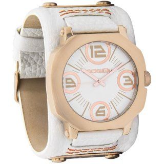 Rockwell Women's AS108 Assassin Stainless Steel Case with Rose Gold Finish and White Leather Band Watch: Watches