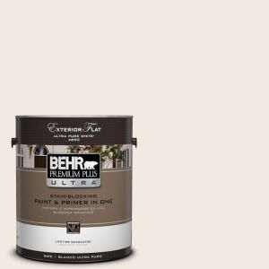 BEHR Premium Plus Ultra 1 gal. #1812 Swiss Coffee Flat Exterior Paint 485001