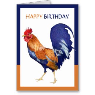 Rooster border Happy Birthday Card