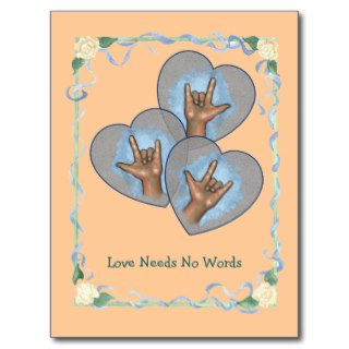 Sign Language: Love Needs No Words: ASL, Art Post Cards
