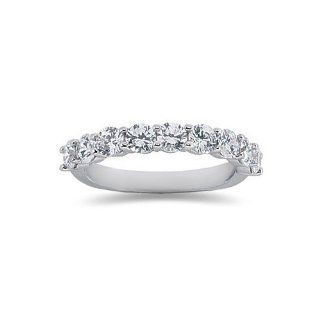 Nine Stone Diamond Wedding Band 18k White Gold (.96ct. tw., F G, VS1 VS2 clarity): Jewelry