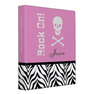 1" Personalized Skull & Crossbone Zebra Binder