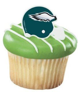 144 ct. ~ Philadelphia Eagles NFL Helmet Rings ~ Cupcake Decoration ~ Cake Decoration : Other Products : Everything Else