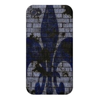 iPhone 4 Case   Primitive Blue Fleur de Lis