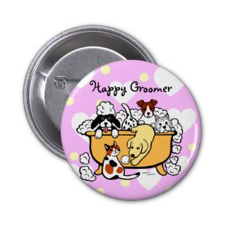 Happy Bath Time Yellow Labrador Cartoon Pinback Button