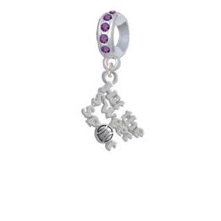 Hit the Sweet Spot with Silver Softball/Baseball Amethyst Crystal Charm Bead Dangle: Delight Jewelry: Jewelry