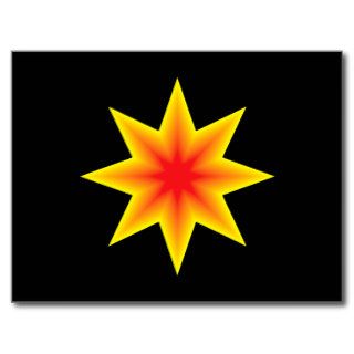 Eight Pointed Yellow Orange Star Post Cards