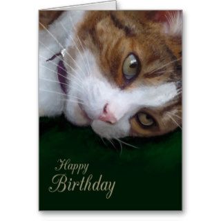 Ginger Tabby Cat Personalizable Happy Birthday Greeting Card