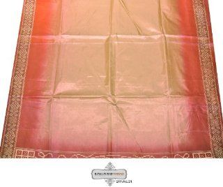 Brown Sari Vintage Used Printed Sewing Saree Silk Home Decor 5YD Saree: Everything Else