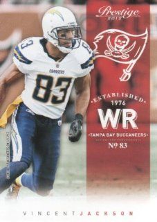 2012 Panini Prestige Football #161 Vincent Jackson Tampa Bay Buccaneers NFL Trading Card: Sports Collectibles