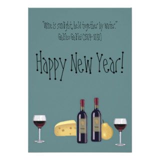 Happy New Year! Wine Glasses Custom Invitations