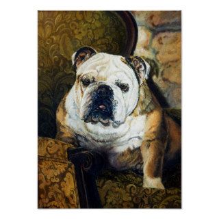 English Bulldog Dog Portrait Poster Print