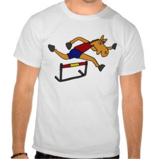 AP  Funny Horse Jumping Over Hurdles Cartoon T Shirts