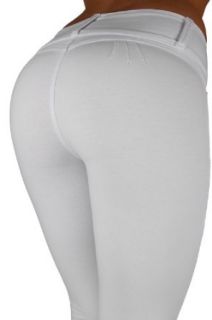 U Turn Style 1126 Beautiful Butt Lift Brazilian Style Skinny Leg Fashion Poly Cotton Moleton in White Size L at  Womens Clothing store