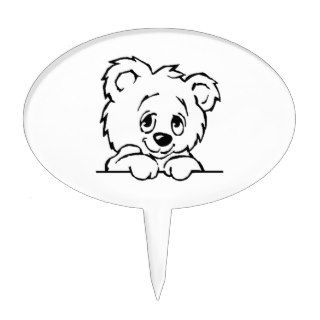 Cartoon Baby Bear Face Cake Toppers